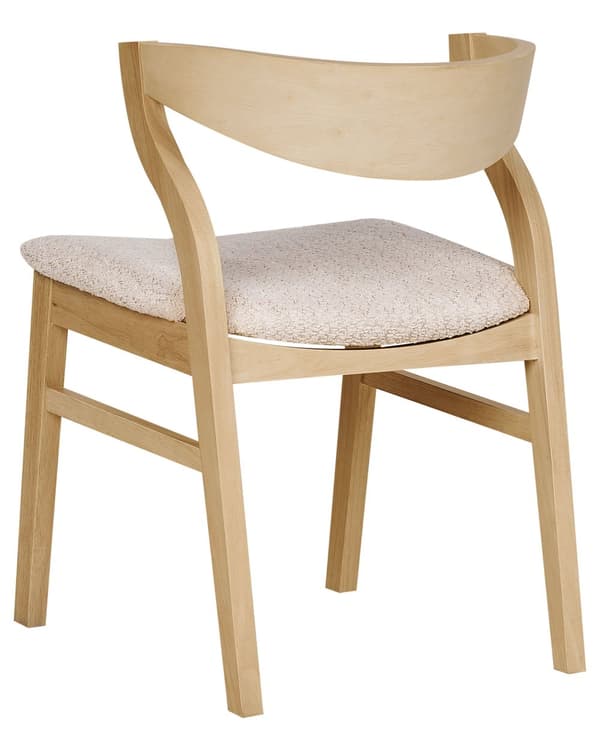 Spisebordsstol Lyst Træ Beige Boucle Sæt af 2 Spisestole Klassiske Spisestuestol Buet Ryglæn Retro Design Træstole til Spisebord