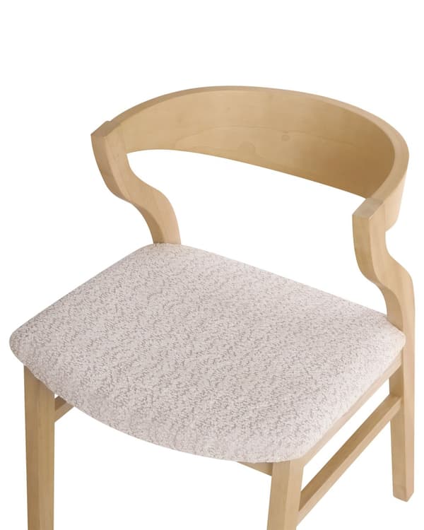Spisebordsstol Lyst Træ Beige Boucle Sæt af 2 Spisestole Klassiske Spisestuestol Buet Ryglæn Retro Design Træstole til Spisebord