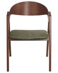 Miniatyrbillede 5 af 9: Spisebordsstol Mørkt Træ Grøn Velour Sæt af 2 Spisestole med Armlæn Klassiske Spisestuestol Retro Design Træstole til Spisebord