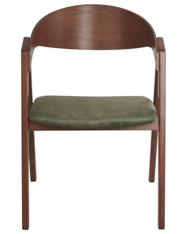 Spisebordsstol Mørkt Træ Grøn Velour Sæt af 2 Spisestole med Armlæn Klassiske Spisestuestol Retro Design Træstole til Spisebord
