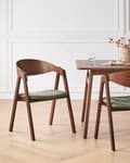 Miniatyrbillede 2 af 9: Spisebordsstol Mørkt Træ Grøn Velour Sæt af 2 Spisestole med Armlæn Klassiske Spisestuestol Retro Design Træstole til Spisebord