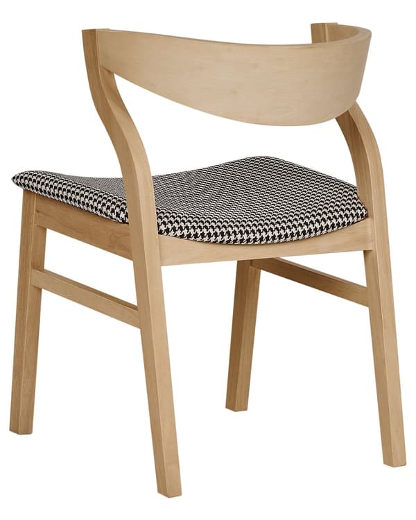 Spisebordsstol Lyst Træ Houndstooth Sæt af 2 Spisestole Klassiske Spisestuestol Buet Ryglæn Retro Design Træstole til Spisebord