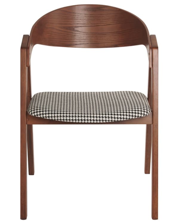 Spisebordsstol Mørkt Træ Houndstooth Sæt af 2 Spisestole med Armlæn Klassiske Spisestuestol Retro Design Træstole til Spisebord