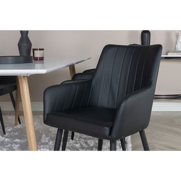 2 x Comfort spisestuestoler med armlener PU kunstlær svart.