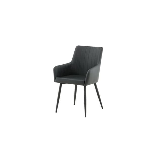 2 x Comfort spisestuestoler med armlener PU kunstlær svart.