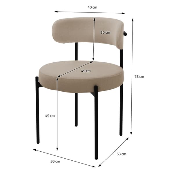 Matstol set om 2 med teddy tyg med ryggstöd brun Köksstol ML-Design