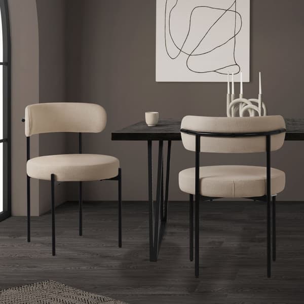 Matstol set om 2 med teddy tyg med ryggstöd brun Köksstol ML-Design