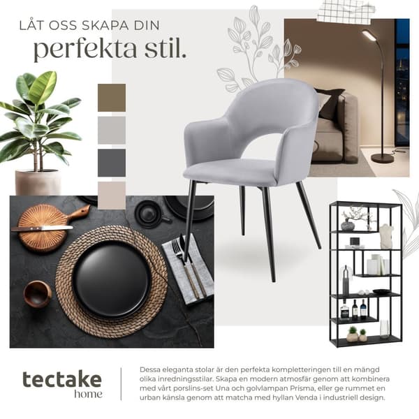 Sachel fåtölj, sammetslook, klädd, 120 kg - ljusgrå, Uppsättning om 6