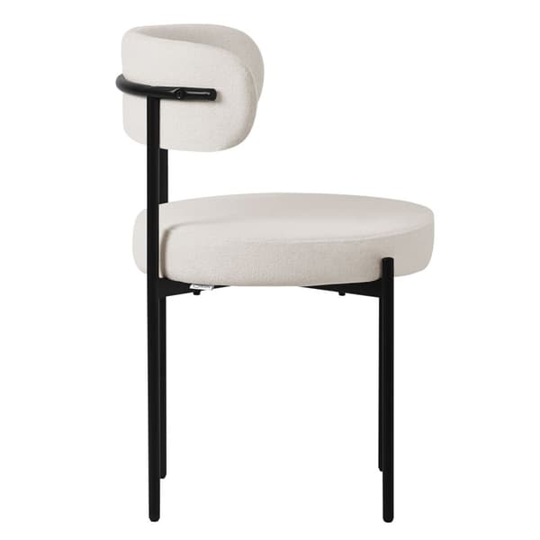 Spisebordsstol sæt af 4 med teddystof med ryglæn hvid Køkkenstol ML design