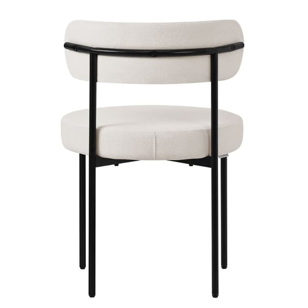 Spisebordsstol sæt af 4 med teddystof med ryglæn hvid Køkkenstol ML design