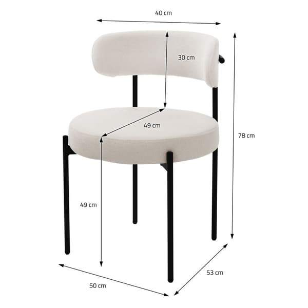 Spisebordsstol sæt af 4 med teddystof med ryglæn hvid Køkkenstol ML design