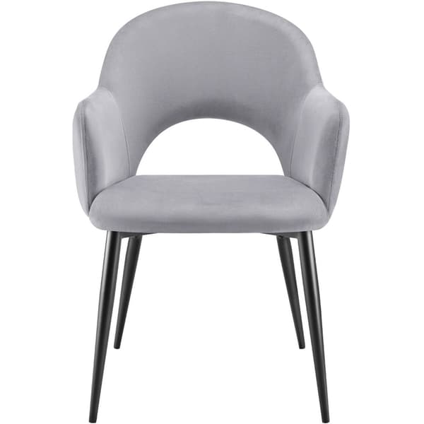 Stol Sachel, velour, polstret, 120 kg - lysegrå,Sæt med 4 stk.