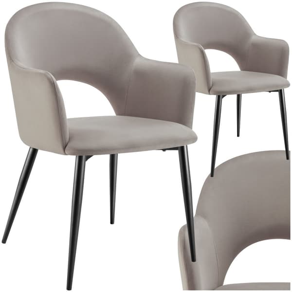 Stol Sachel, velour, polstret, 120 kg - taupe,Sæt med 2 stk.