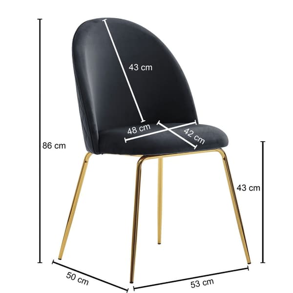 Rootz Scandinavian Dining Chairs - Köksstolar - Moderna stolar - Sammetsklädsel - 53cm x 86cm x 50cm