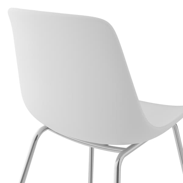 Plaststolar Mave, ergonomisk, 120 kg - vit/krom, Uppsättning om 6