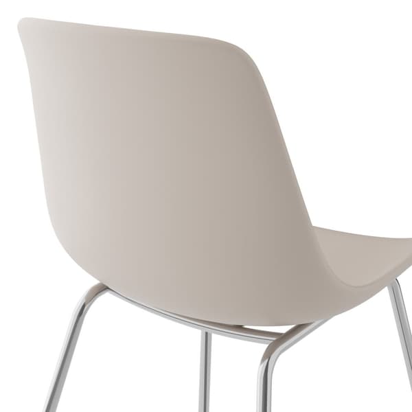 Plaststolar Mave, ergonomisk, 120 kg - taupe/krom, Uppsättning om 6