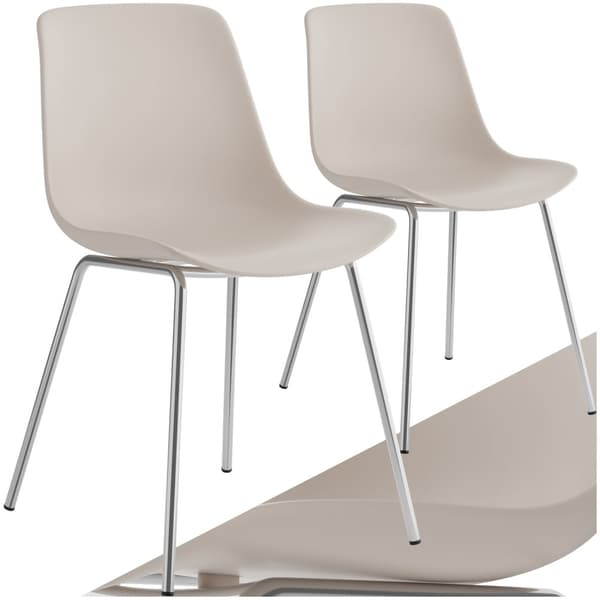 Plaststolar Mave, ergonomisk, 120 kg - taupe/krom, Uppsättning av 2