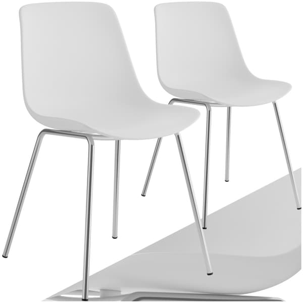 Plaststolar Mave, ergonomisk, 120 kg - vit/krom, Uppsättning av 2