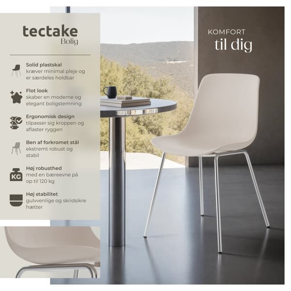 Stol Mawe, ergonomisk, 120 kg - taupe/krom,Sæt med 2 stk.