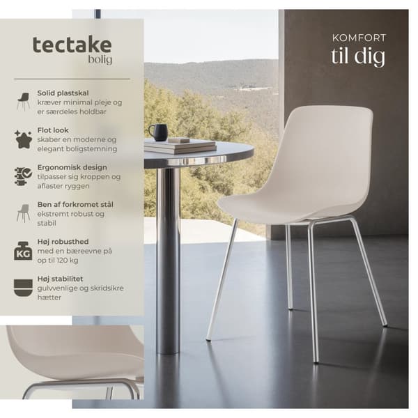 Stol Mawe, ergonomisk, 120 kg - taupe/krom,Sæt med 6 stk.