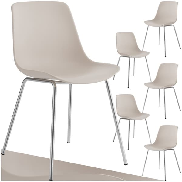 Stol Mawe, ergonomisk, 120 kg - taupe/krom,Sæt med 6 stk.