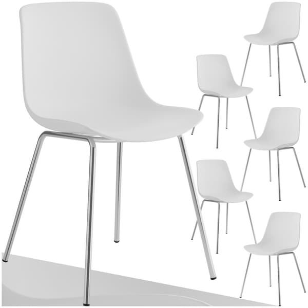 Stol Mawe, ergonomisk, 120 kg - hvid/krom,Sæt med 6 stk.