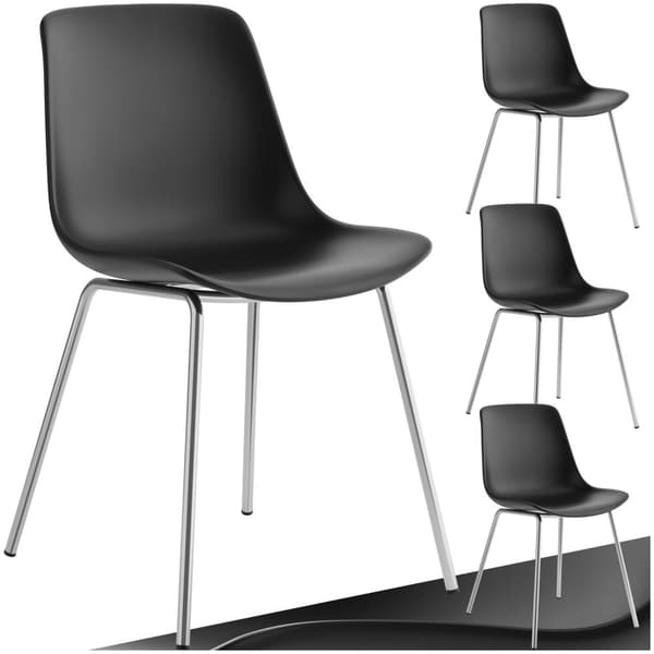 Stol Mawe, ergonomisk, 120 kg - sort/krom,Sæt med 4 stk.