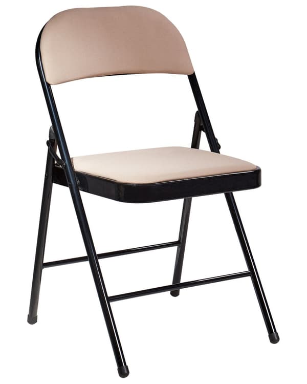 Sett med 4 Sammenleggbare Stoler Beige Grå Metall med Svart Ramme Polstret Stoffsete og -rygg Brettbare Stoler