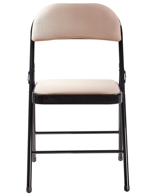 Sett med 4 Sammenleggbare Stoler Beige Grå Metall med Svart Ramme Polstret Stoffsete og -rygg Brettbare Stoler