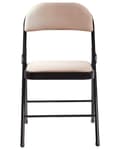 Miniatyrbilde 5 av 11: Sett med 4 Sammenleggbare Stoler Beige Grå Metall med Svart Ramme Polstret Stoffsete og -rygg Brettbare Stoler