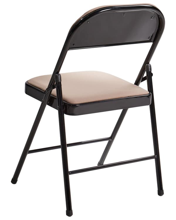Sett med 4 Sammenleggbare Stoler Beige Grå Metall med Svart Ramme Polstret Stoffsete og -rygg Brettbare Stoler