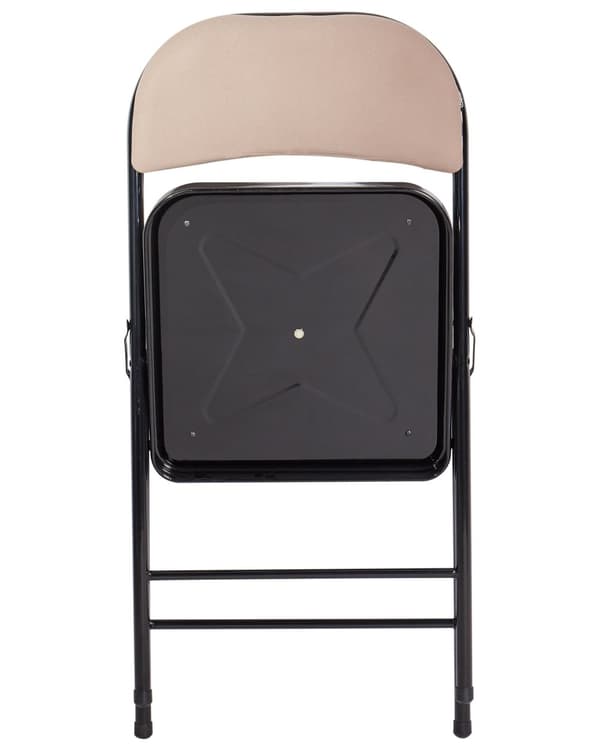 Sett med 4 Sammenleggbare Stoler Beige Grå Metall med Svart Ramme Polstret Stoffsete og -rygg Brettbare Stoler