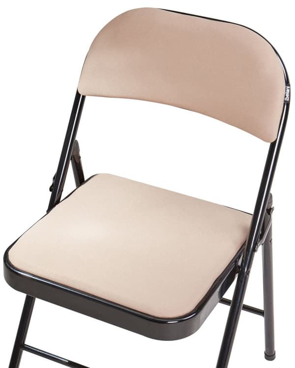 Sett med 4 Sammenleggbare Stoler Beige Grå Metall med Svart Ramme Polstret Stoffsete og -rygg Brettbare Stoler