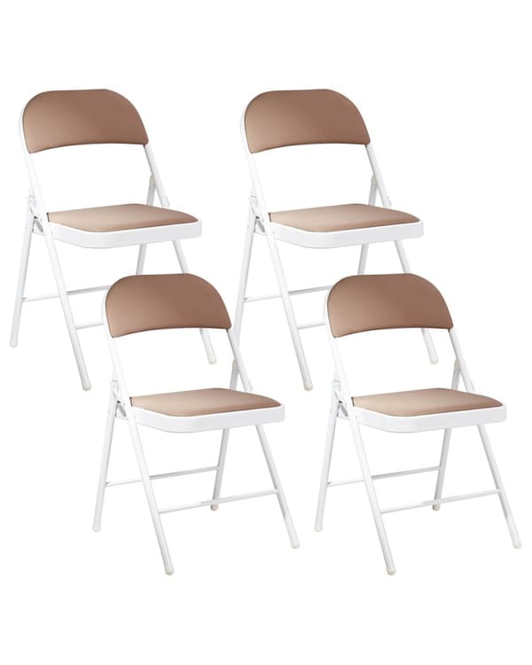 Klapstole Hvid Beige sæt af 4 Letvægts Foldestole Retro Konferencestole uden Armlæn Fest Stole til Værelse Mødestole Sammenklappelige