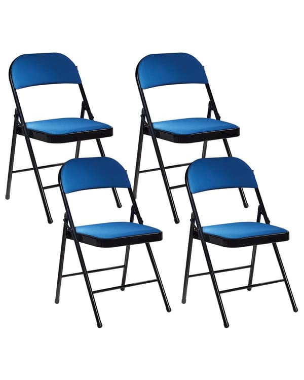 Klapstole Sort Blå sæt af 4 Letvægts Foldestole Retro Konferencestole uden Armlæn Fest Stole til Værelse Mødestole Sammenklappelige
