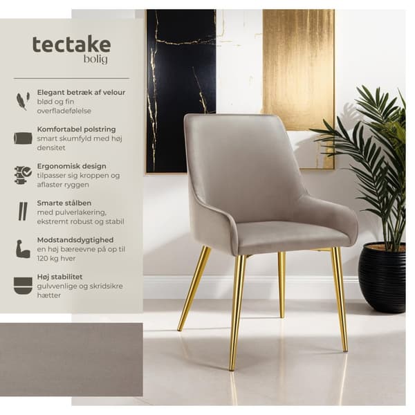 Spisebordsstol Avane, velour, bæreevne 120 kg - taupe,Sæt med 2 stk.