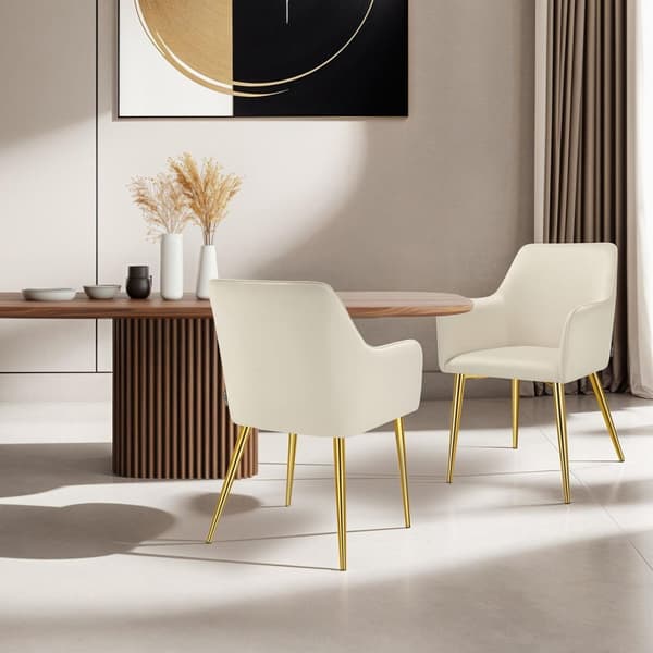 Stol Avane, velour, polstret - beige,Sæt med 6 stk.