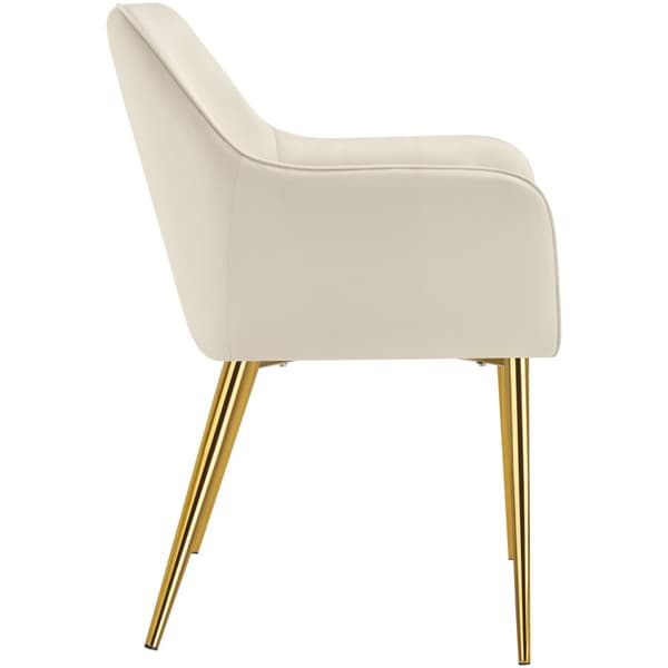 Stol Avane, velour, polstret - beige,Sæt med 6 stk.