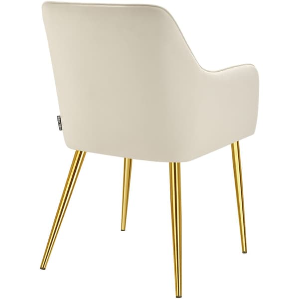 Stol Avane, velour, polstret - beige,Sæt med 6 stk.