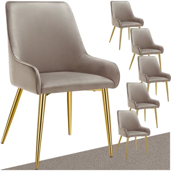 Spisebordsstol Avane, velour, bæreevne 120 kg - taupe,Sæt med 6 stk.