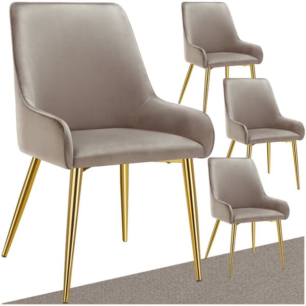 Spisebordsstol Avane, velour, bæreevne 120 kg - taupe,Sæt med 4 stk.