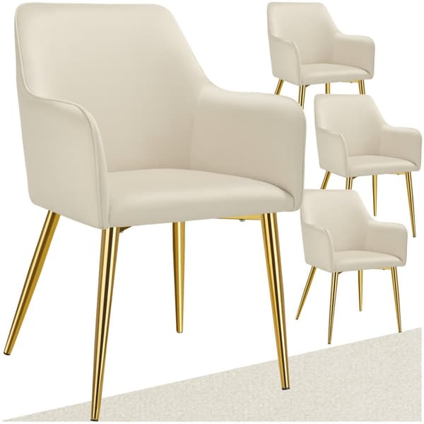 Fåtölj Avane, i sammet, stoppad - beige, Uppsättning om 4
