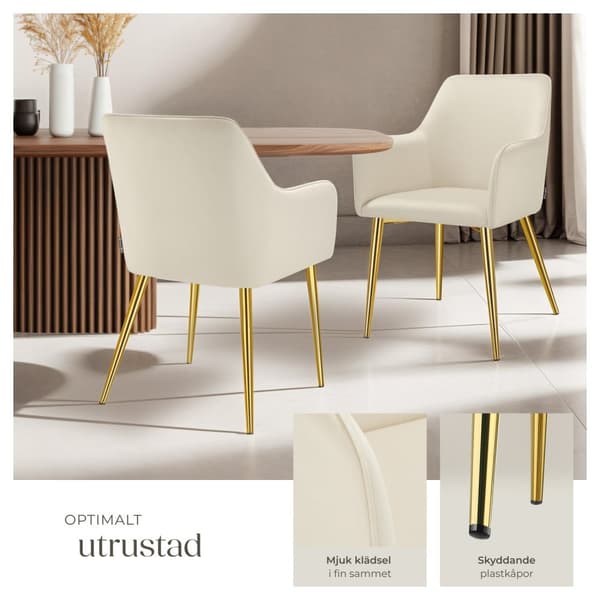 Fåtölj Avane, i sammet, stoppad - beige, Uppsättning av 2