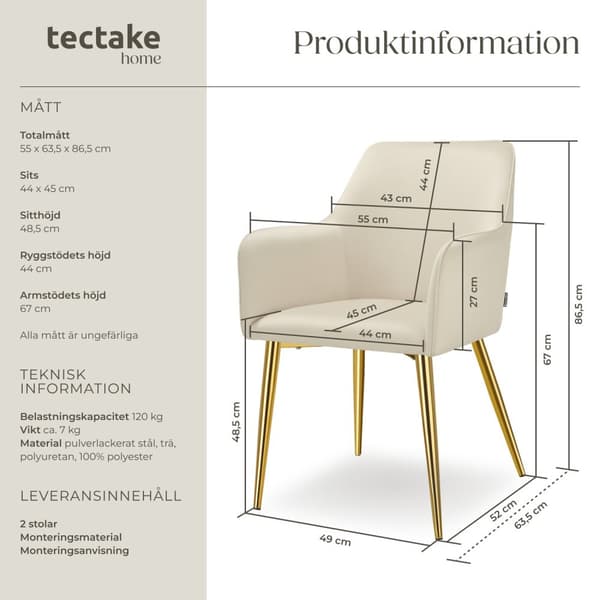 Fåtölj Avane, i sammet, stoppad - beige, Uppsättning av 2