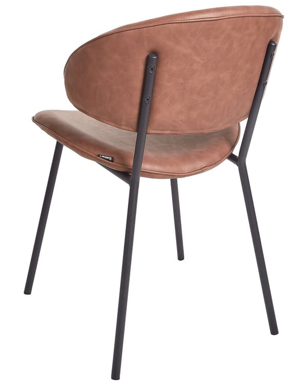 Spisebordsstol Brun Kunstlæder Sæt af 2 Cognac Læderstole til Spisestue Spisestuestol Moderne Stol med Stålben Spisestol Indretning