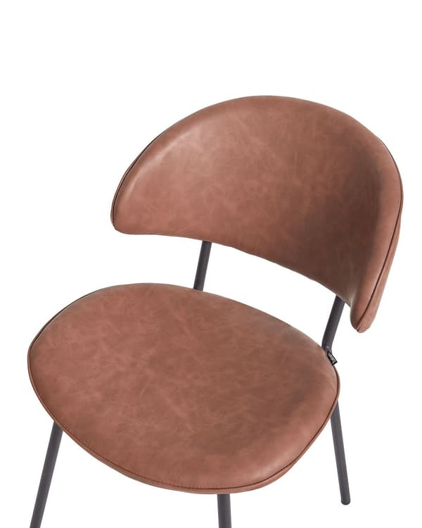 Spisebordsstol Brun Kunstlæder Sæt af 2 Cognac Læderstole til Spisestue Spisestuestol Moderne Stol med Stålben Spisestol Indretning