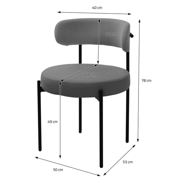 Matstol set om 4 med teddy tyg med ryggstöd grå Köksstol ML-Design