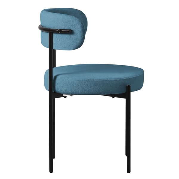 Matstol set om 4 med teddy tyg med ryggstöd Blå köksstol ML-Design