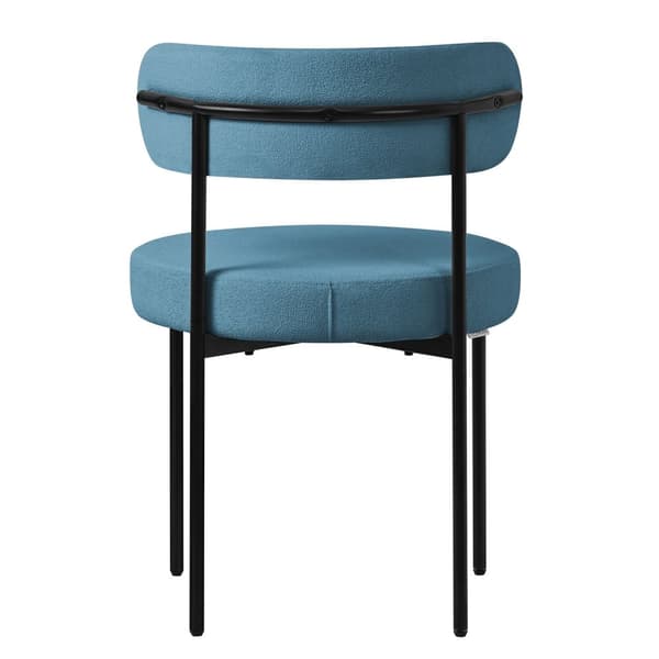 Matstol set om 4 med teddy tyg med ryggstöd Blå köksstol ML-Design