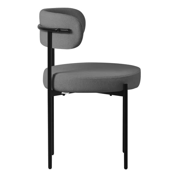 Spisebordsstol sæt med 6 stk. med teddystof med ryglæn grå Køkkenstol ML-Design